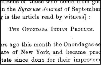 Onondaga described as Indian Problem